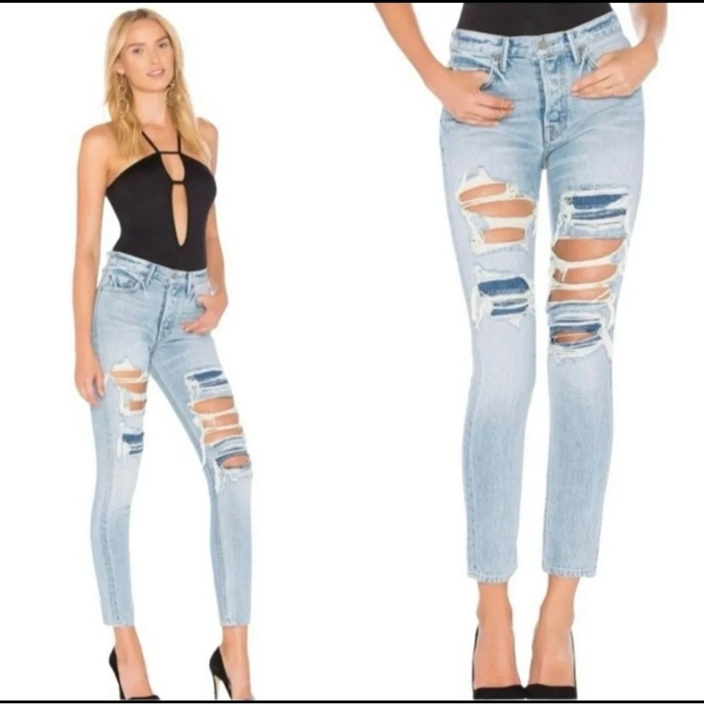 NWT | GRLFRND Karolina High Rise Skinny Jeans E Street Distressed Size 24